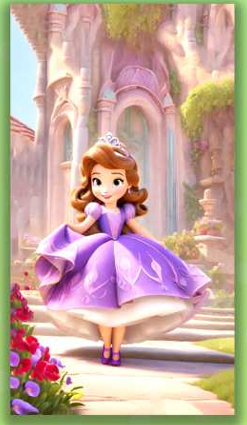 Animated character in a purple dress Mobile back skin